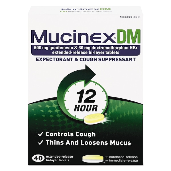 Mucinex DM Expectorant and Cough Suppressant, 40 Tablets/Box 63824-05640